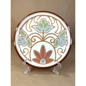 Denby Langley Fire Bloom 9" Salad Plate, Handcrafted English Stoneware